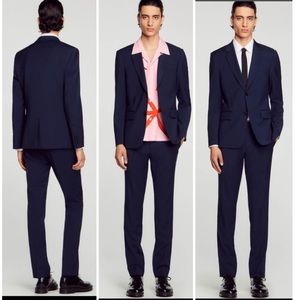 Sandro Petrol Classic Fit Suit Jacket & Pants in Navy Size 42R
